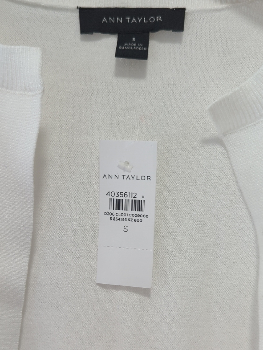 Ann Taylor White Open-Front Knit Cardigan with Crew Neckline Size Small - Picture 3 of 10